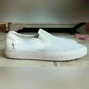 Coach White Leather Suede Slip On Shoes G1668; size Men's  9.5 or Women’s 11